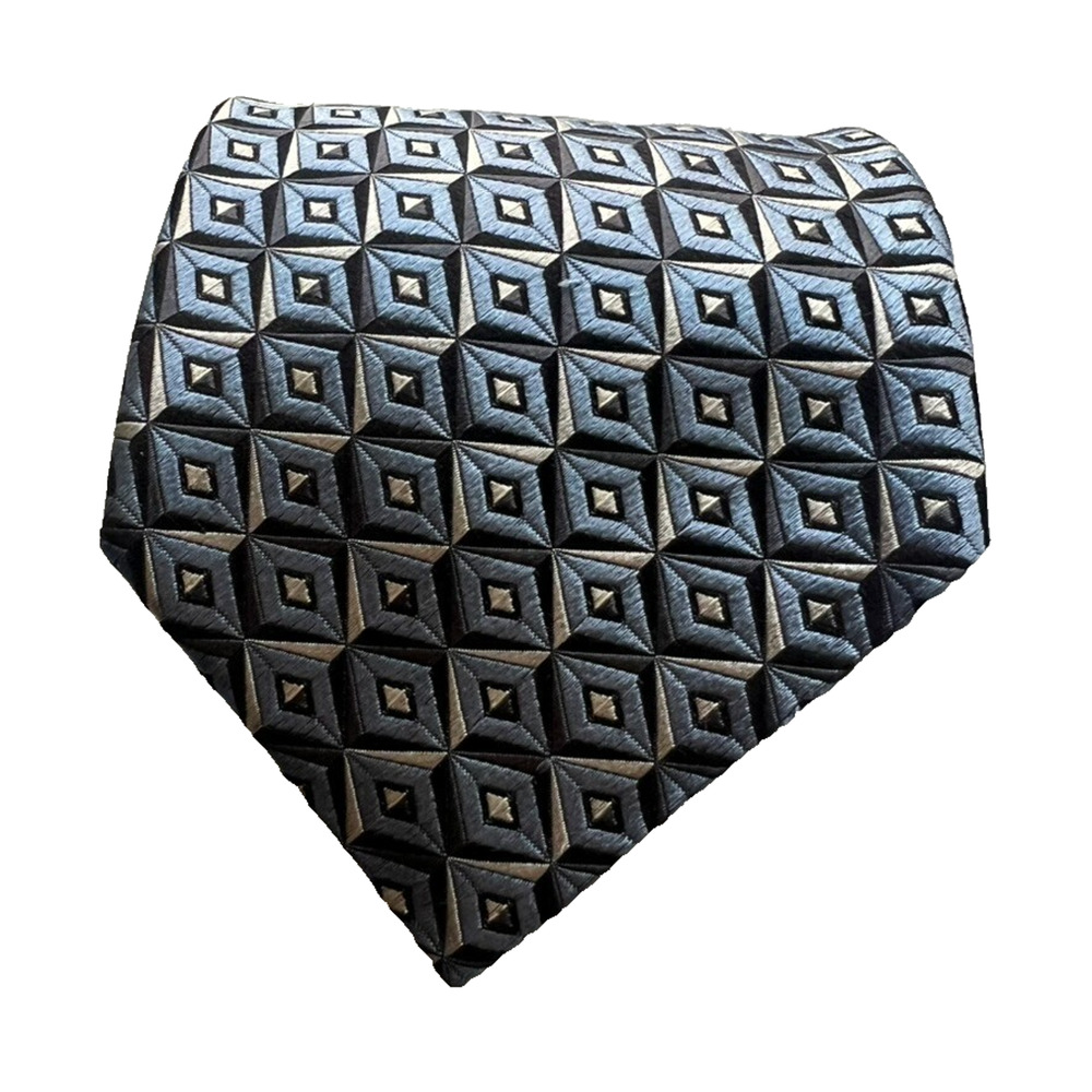 Ermenegildo Zegna Necktie Mens 60" Multicolor Geometric Textured Silk Italy Made - Picture 1 of 7
